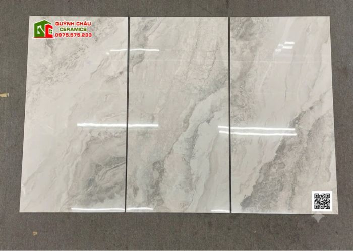 Gạch lát nền 60x120 Malaysia xám kem vân Marble bóng kiếng cao cấp