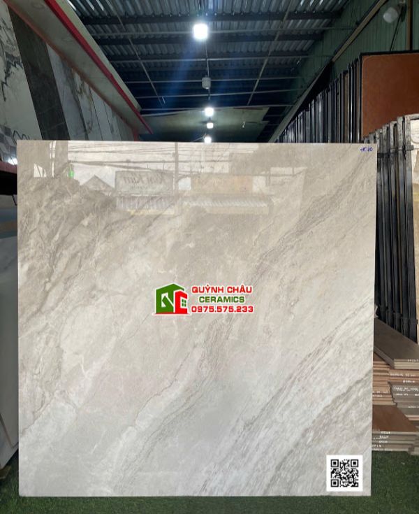 Gạch lát nền Á Mỹ 120x120 xám nối vân đá bóng kiếng cao cấp