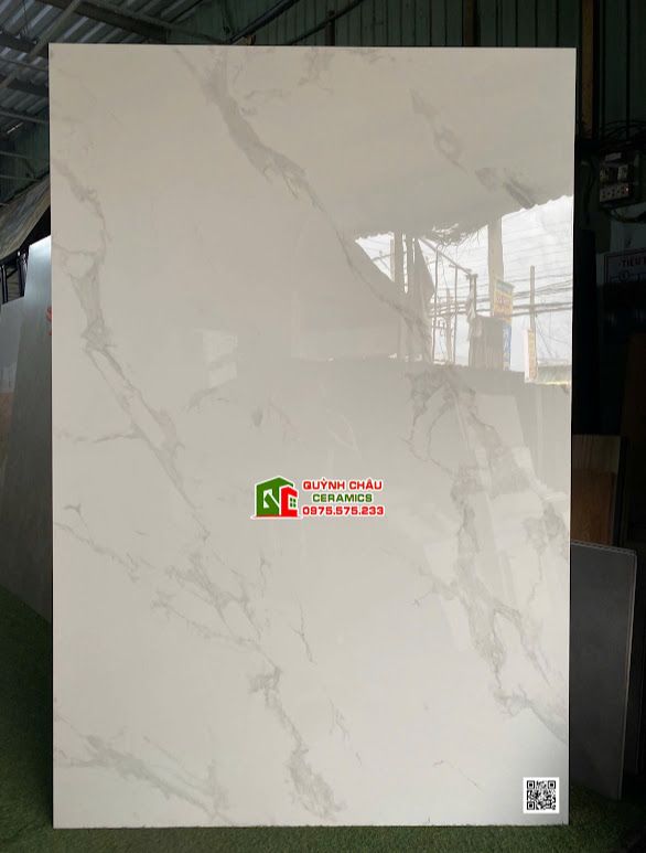 Gạch lát nền ấn độ 120x180 bóng kiếng trắng vân mây