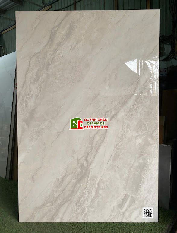 Gạch lát nền ấn độ 120x180 xám kem vân đá bóng kiếng