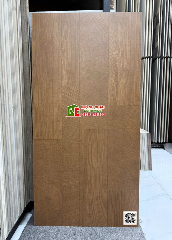 Gạch lát nền giả gỗ ghép thanh màu nâu 60x120 trung quốc