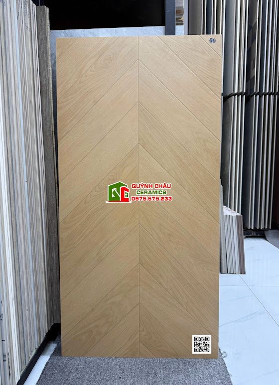 Gạch lát nền trung quốc 60x120 giả gỗ màu vàng vân xương cá