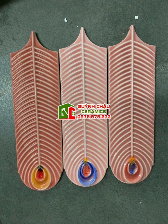 Gạch lông vũ đuôi chim công màu hồng đẹp Gạch lông vũ đuôi chim công màu hồng đẹp