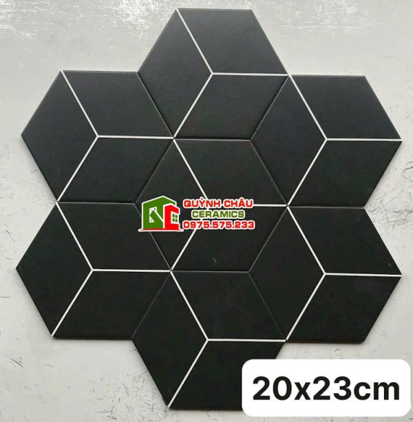 Gạch lục giác đen mờ tia trắng Gạch lục giác đen mờ tia trắng