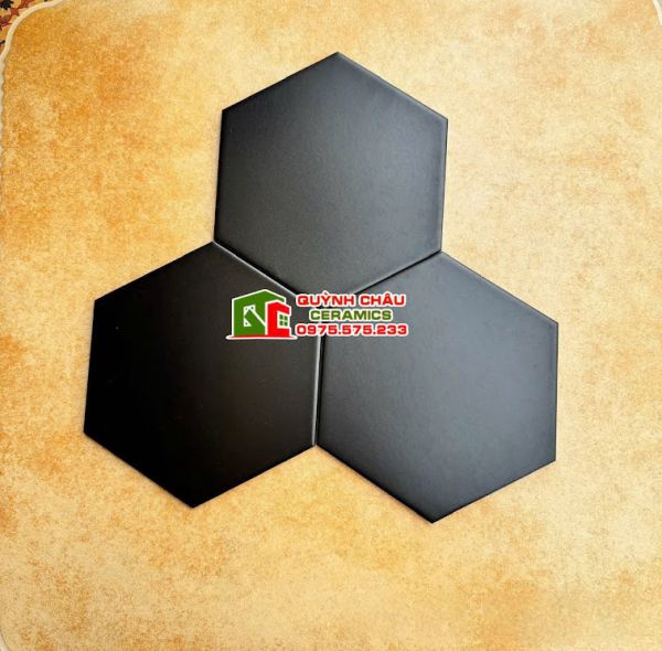 Gạch lục giác màu đen mờ đơn sắc