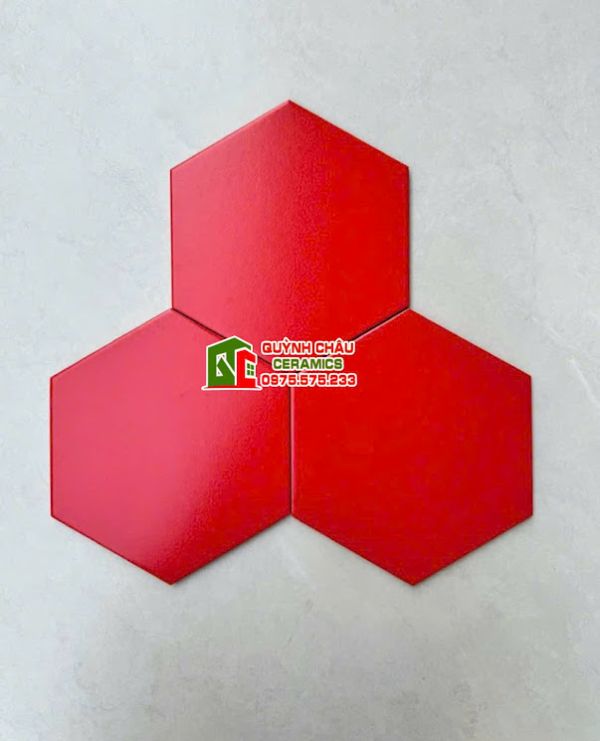 Gạch lục giác màu đỏ mờ đơn sắc