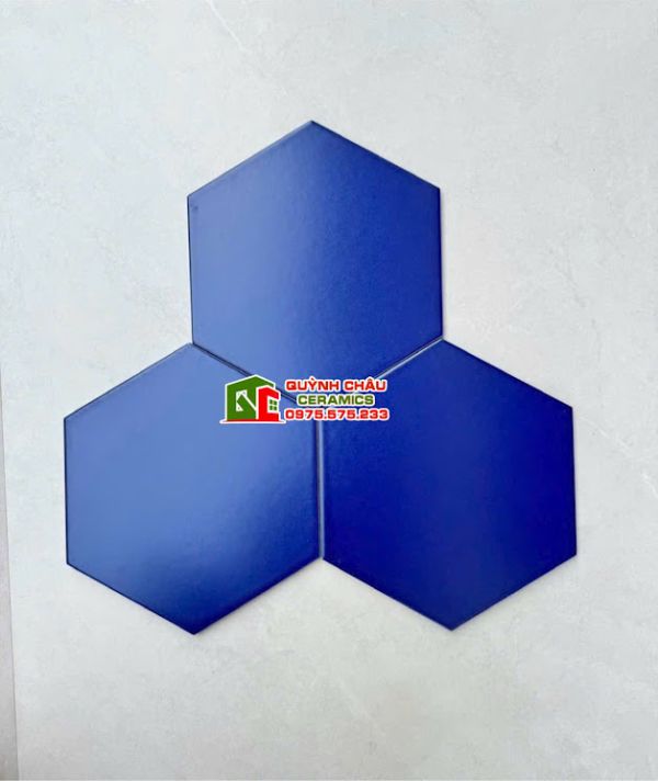 Gạch lục giác màu xanh dương mờ đơn sắc