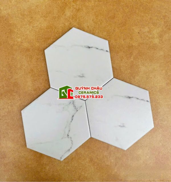  Gạch lục giác trắng mờ vân nhẹ