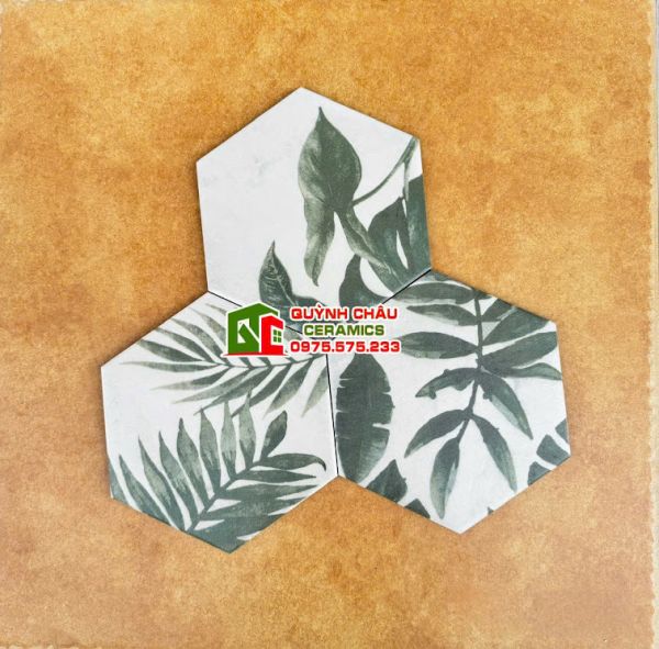 Gạch lục giác trang trí hoa văn lá cây Gạch lục giác trang trí hoa văn lá cây