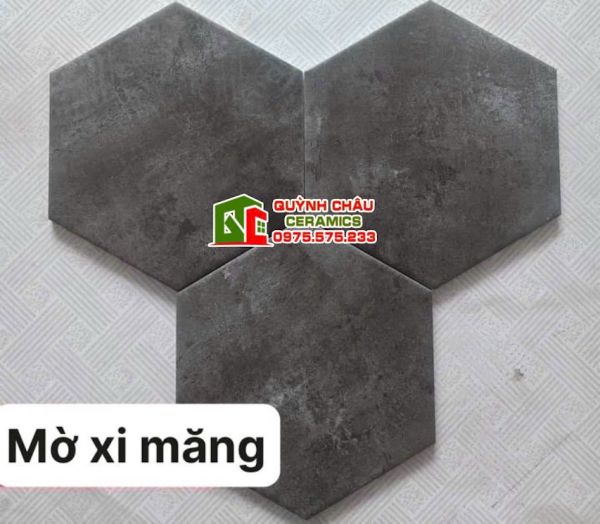 Gạch lục giác xám đen vân xi măng đậm Gạch lục giác xám đen vân xi măng đậm