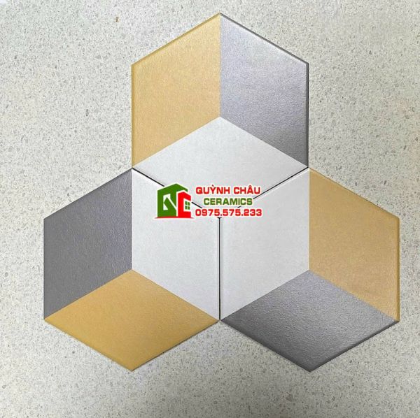 Gạch lục giác xám vàng trắng mix màu Gạch lục giác xám vàng trắng mix màu