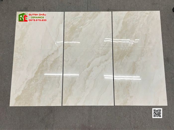 Gạch Malaysia 60x120 bóng kiếng màu kem vân đá Marble cao cấp