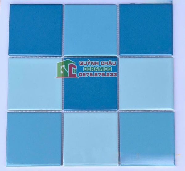 Gạch mosaic gốm mix 3 màu xanh Gạch mosaic gốm mix 3 màu xanh