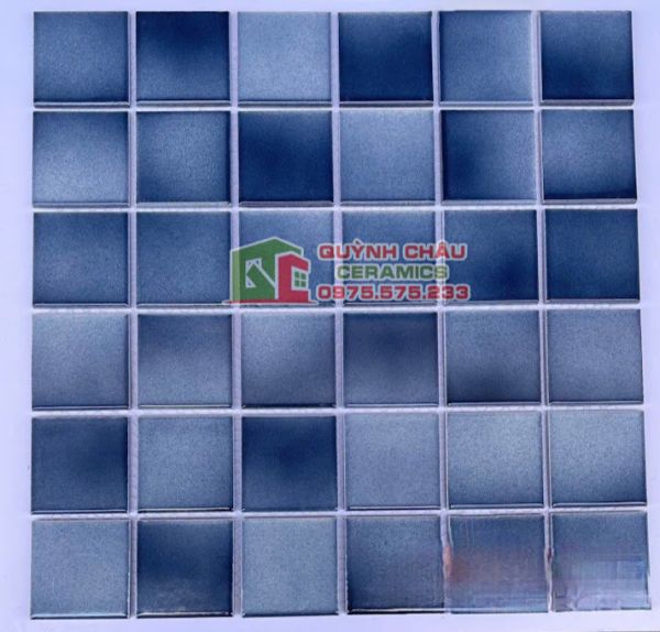 Gạch mosaic gốm mix màu xanh hiệu ứng Gạch mosaic gốm mix màu xanh hiệu ứng