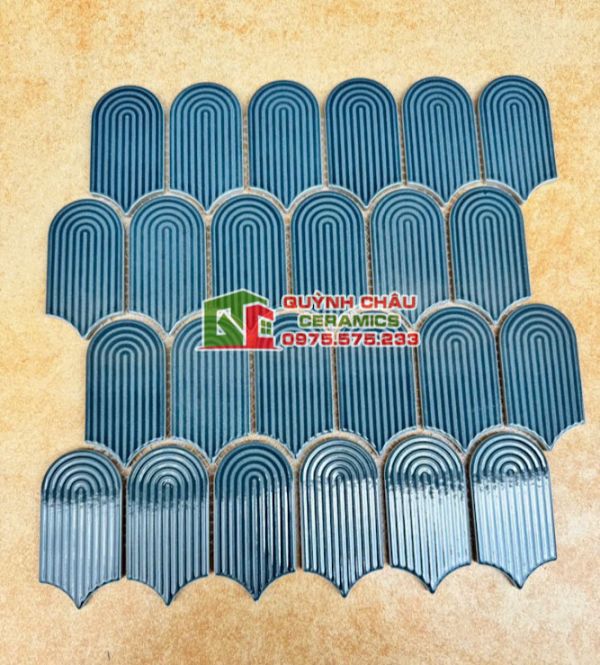 Gạch mosaic hình vân tay màu xanh trang trí Gạch mosaic hình vân tay màu xanh trang trí