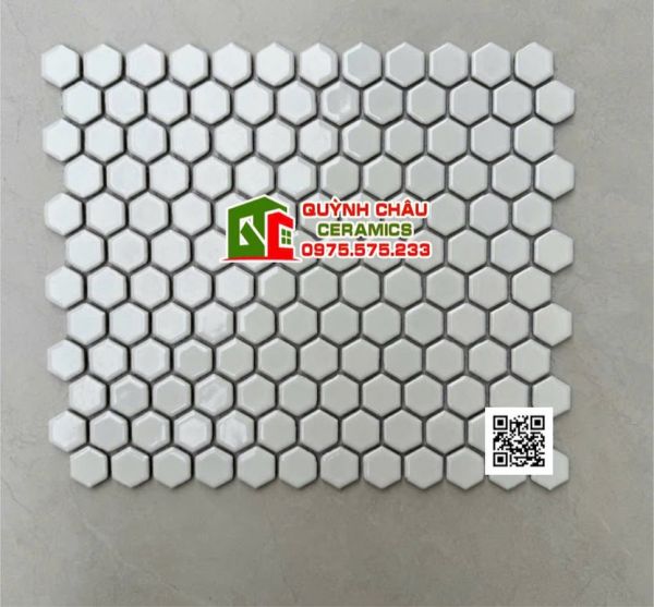 Gạch mosaic lục giác màu men trắng bóng Gạch mosaic lục giác màu men trắng bóng