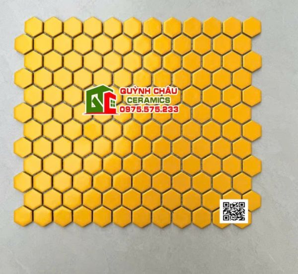 Gạch mosaic lục giác màu vàng đơn sắc Gạch mosaic lục giác màu vàng đơn sắc