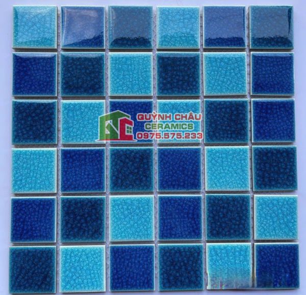 Gạch mosaic men rạn xanh hỗn hợp ốp hồ bể bơi Gạch mosaic men rạn xanh hỗn hợp ốp hồ bể bơi