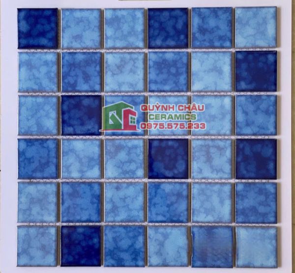 Gạch mosaic mix màu xanh loang hiệu ứng Gạch mosaic mix màu xanh loang hiệu ứng