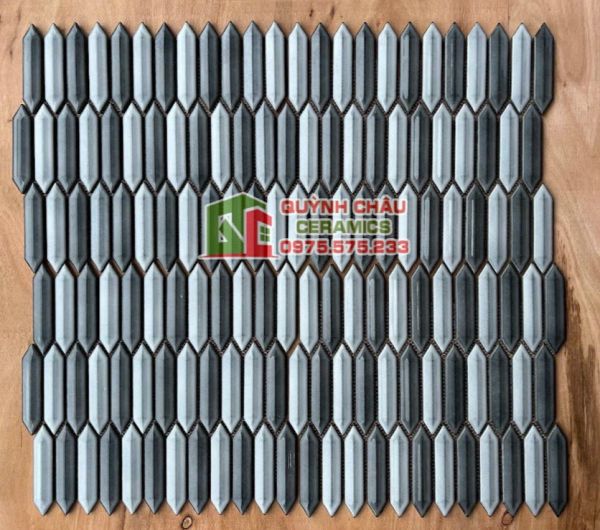Gạch mosaic que diêm trắng xám mix màu hiệu ứng Gạch mosaic que diêm trắng xám mix màu hiệu ứng