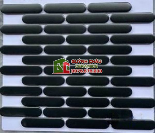 Gạch mosaic que đũa đầu tròn màu đen tuyền Gạch mosaic que đũa đầu tròn màu đen tuyền