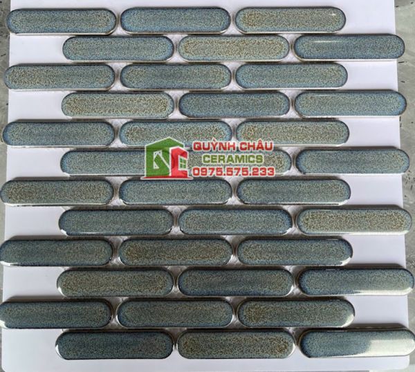 Gạch mosaic que đũa đầu tròn màu xám Gạch mosaic que đũa đầu tròn màu xám