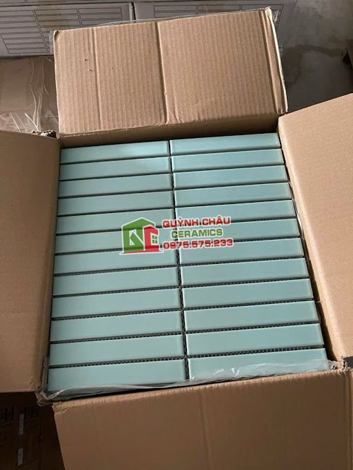 Gạch mosaic que đũa thanh dài xanh ngọc Gạch mosaic que đũa thanh dài xanh ngọc