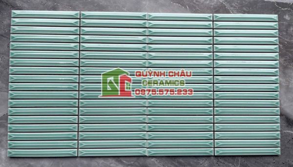 Gạch mosaic que đũa xanh mint vát cạnh Gạch mosaic que đũa xanh mint vát cạnh