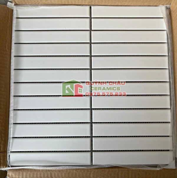 Gạch mosaic thanh que đũa trắng mờ Gạch mosaic thanh que đũa trắng mờ