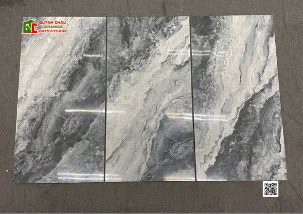 Gạch nhập khẩu Malaysia 60x120 bóng kiếng vân đá xám đen trắng cao cấp