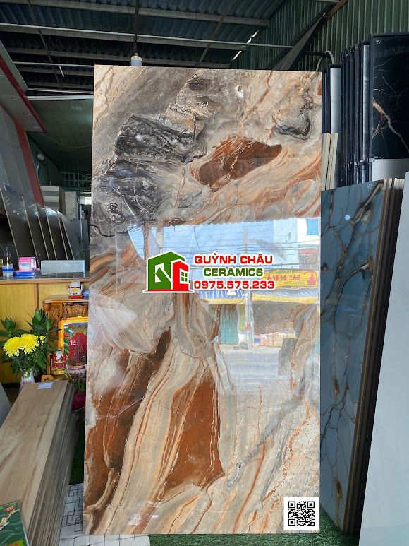 Gạch ốp lát 80x160 vân đá cẩm thạch màu cam Gạch ốp lát 80x160 vân đá cẩm thạch màu cam