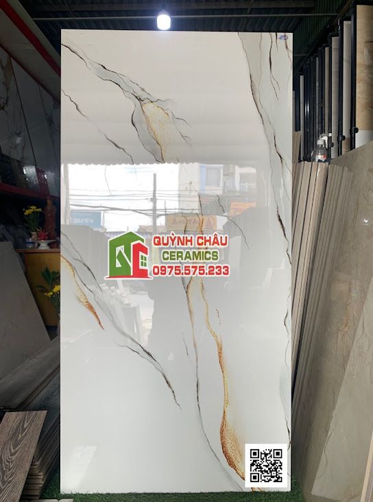 Gạch ốp lát ấn độ 80x160 trắng vân xám và vàng sang trọng bóng kiếng Gạch ốp lát ấn độ 80x160 trắng vân xám và vàng sang trọng bóng kiếng