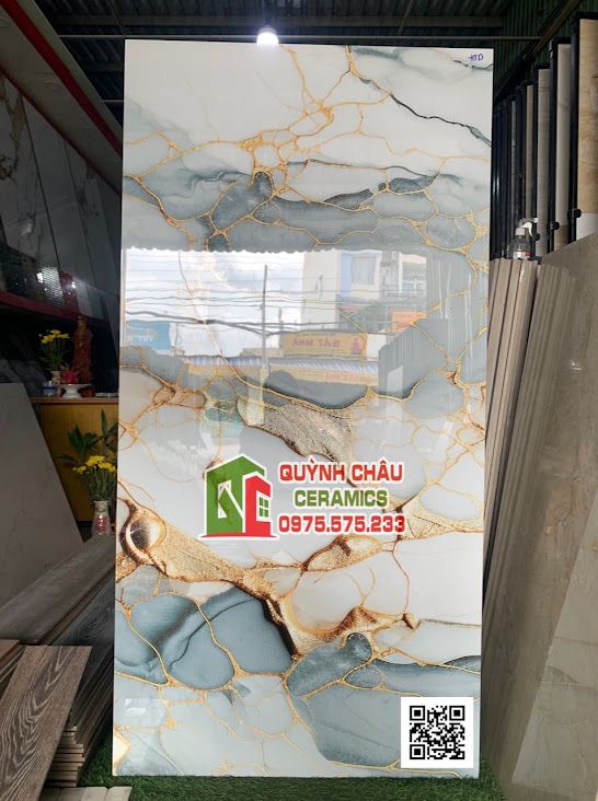 Gạch ốp lát ấn độ 80x160 vân đá xanh trắng vàng 3D sang trọng Gạch ốp lát ấn độ 80x160 vân đá xanh trắng vàng 3D sang trọng