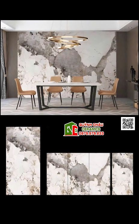 Gạch ốp trang trí phòng khách 120x240 vân đối xứng Gạch ốp trang trí phòng khách 120x240 vân đối xứng