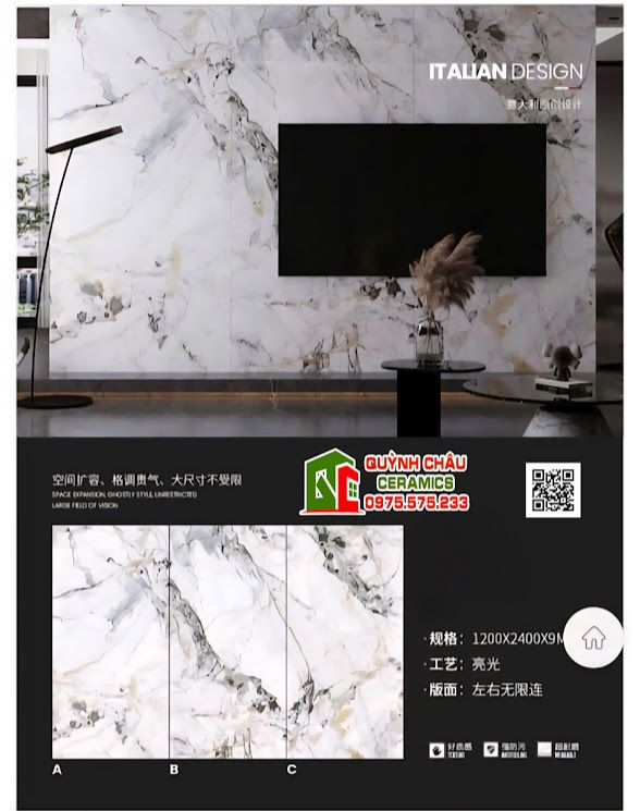 Gạch ốp tường 120x240 tranh vân đối xứng trang trí Gạch ốp tường 120x240 tranh vân đối xứng trang trí