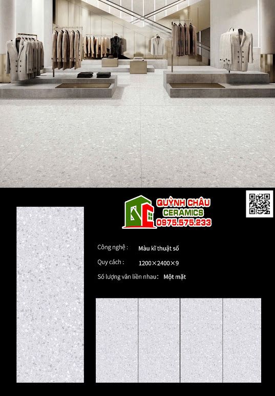 Gạch terrazzo khổ lớn 120x240 vân đá mài nung kết