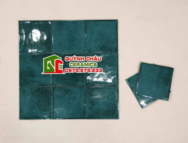 Gạch thẻ 15x15 bóng giả cổ màu xanh loang Gạch thẻ 15x15 bóng giả cổ màu xanh loang