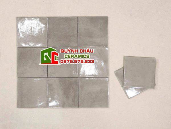 Gạch thẻ 15x15 màu xám bóng loang hiệu ứng cổ điển Gạch thẻ 15x15 màu xám bóng loang hiệu ứng cổ điển
