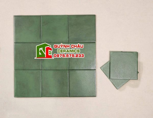Gạch thẻ 15x15 mờ xanh rêu cổ điển loang hiệu ứng Gạch thẻ 15x15 mờ xanh rêu cổ điển loang hiệu ứng