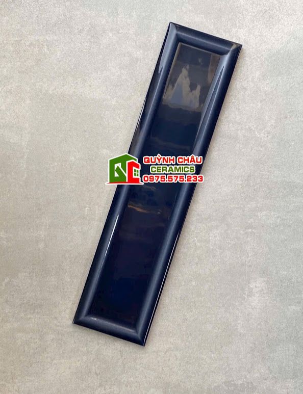 Gạch thẻ 6,8x28 lõm viền cạnh xanh dương bóng  Gạch thẻ 6,8x28 lõm viền cạnh xanh dương bóng