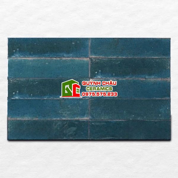 Gạch thẻ 6x24cm gợn sóng màu xanh dương hiệu ứng Gạch thẻ 6x24cm gợn sóng màu xanh dương hiệu ứng