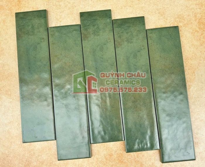 Gạch thẻ 75x300 mờ gợn sóng xanh đậm