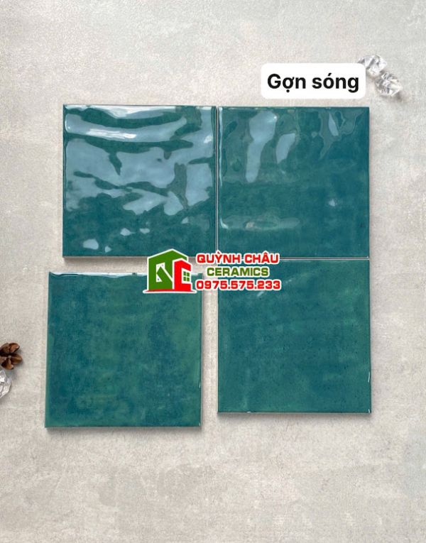 Gạch thẻ bóng lượn sóng 12x12 màu xanh hiệu ứng Gạch thẻ bóng lượn sóng 12x12 màu xanh hiệu ứng