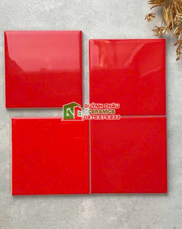Gạch thẻ đỏ bóng 10x10 trung quốc Gạch thẻ đỏ bóng 10x10 trung quốc