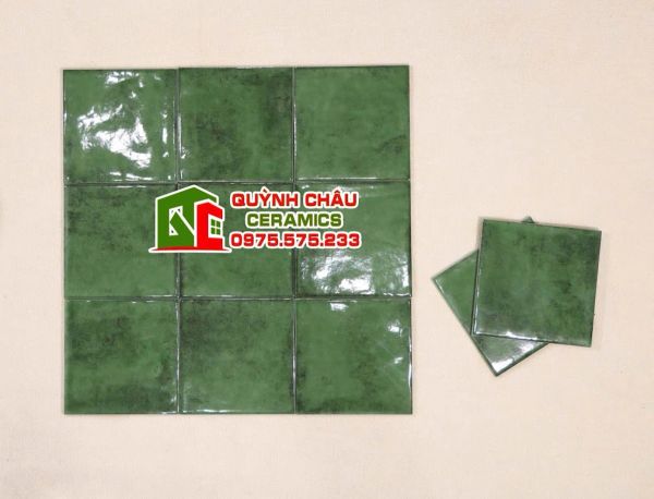 Gạch thẻ giả cổ 15x15 bóng màu xanh rêu hiệu ứng Gạch thẻ giả cổ 15x15 bóng màu xanh rêu hiệu ứng