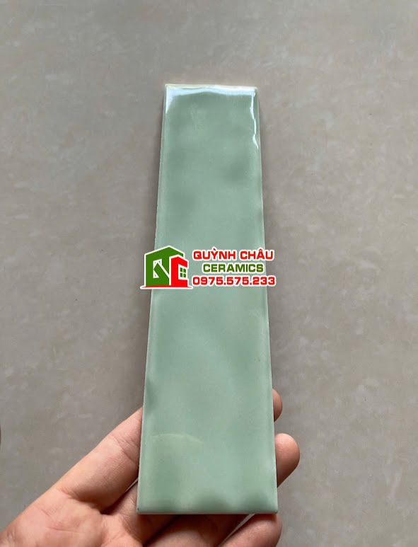 Gạch thẻ gợn sóng 5x20 bóng màu xanh ngọc Gạch thẻ gợn sóng 5x20 bóng màu xanh ngọc