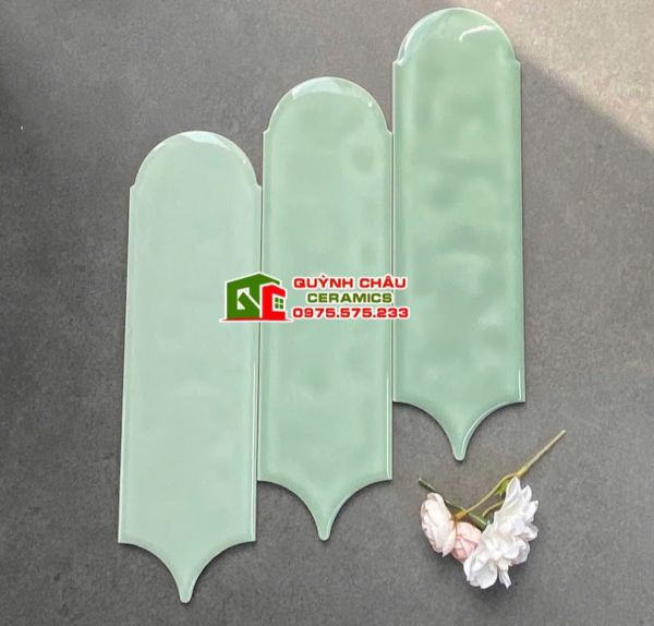 Gạch thẻ lông vũ gợn sóng xanh mint Gạch thẻ lông vũ gợn sóng xanh mint