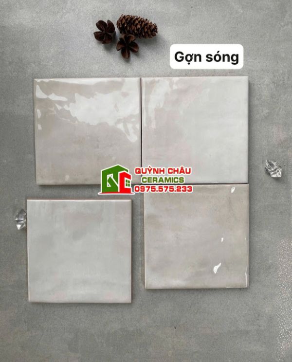 Gạch thẻ lượn sóng 12x12 xám bóng màu xi măng hiệu ứng  Gạch thẻ lượn sóng 12x12 xám bóng màu xi măng hiệu ứng