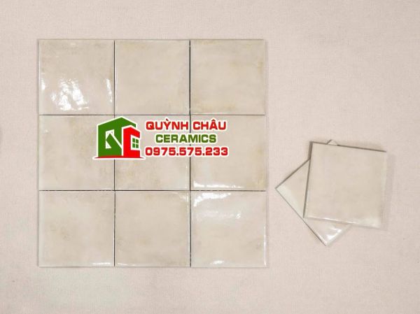 Gạch thẻ màu kem bóng cổ điển 15x15 cm Gạch thẻ màu kem bóng cổ điển 15x15 cm