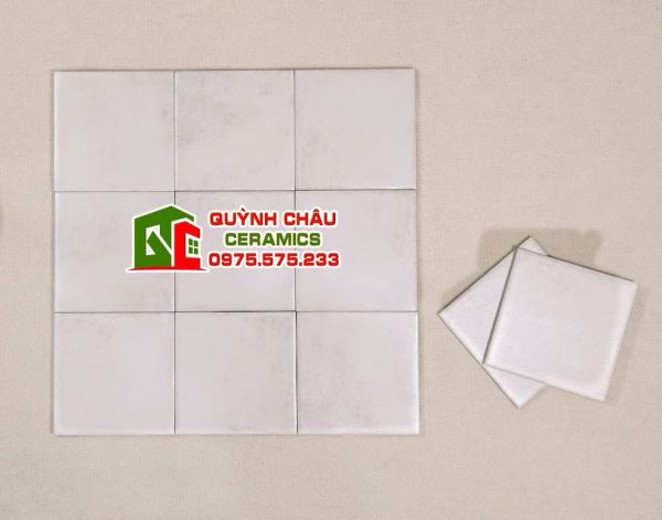 Gạch thẻ màu trắng xám cổ điển 15x15 cm Gạch thẻ màu trắng xám cổ điển 15x15 cm